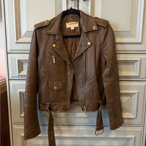 Olive Green Michael Kors Leather Jacket